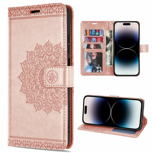 Handyhülle für Apple iPhone 14 Pro – Mandala Case Rosegold