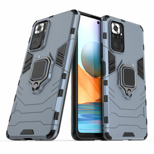 Schutz Hülle für Xiaomi Redmi Note 10 Pro Ring Case Cover Handy Tasche Outdoor  Türkis