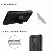 Handy Tasche Lenovo Motorola Panzer Hülle Hybrid Case Cover Schutzhülle Bumper Motorola Moto G9 Play Schwarz