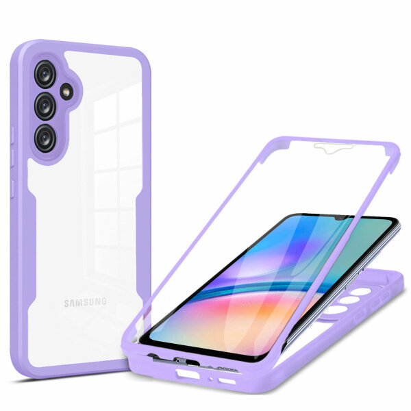 360° Grad Hülle für Samsung Galaxy A05s Handyhülle mit Integriertem Displayschut Lila