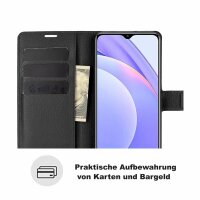 Xiaomi, Handy Tasche Handyhülle Schutzhülle Hülle Flipcase Klapphülle Etui Case Xiaomi Redmi 9T Schwarz