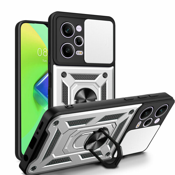 Outdoor Hülle Xiaomi Redmi Note 12 Pro / Poco X5 Pro 5G Handyhülle Kameraschutz Silber