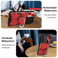 Outdoor Panzer Hülle für ZTE Handyhülle mit Slide Kameraschutz Ringhalter Bumper Blade A51 Rot