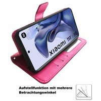Handy Tasche Xiaomi 11T / 11T Pro Schutzhülle Book Case Flip Cover Etui Hülle BF Pink