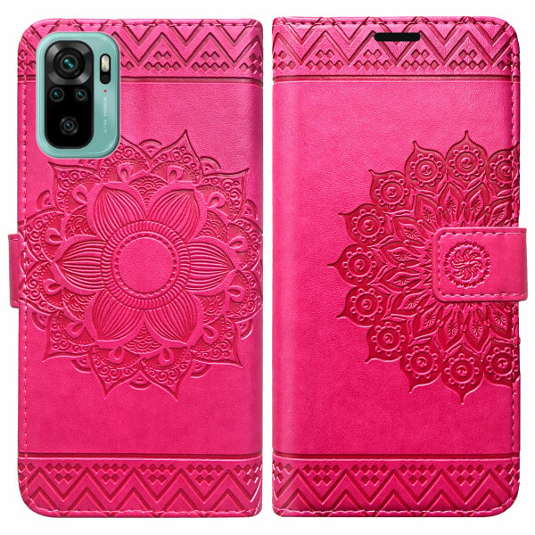 Schutz Hülle Xiaomi Redmi Note 10 Handy Tasche Flip Case Etui Schale TPU Wallet Pink