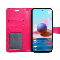 Schutz Hülle Xiaomi Redmi Note 10 Handy Tasche Flip Case Etui Schale TPU Wallet Pink