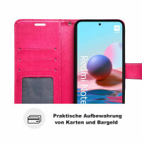 Schutz Hülle Xiaomi Redmi Note 10 Handy Tasche Flip Case Etui Schale TPU Wallet Pink