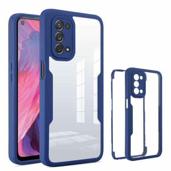 360° Grad Hülle Oppo A54 5G / A74 5G Handyhülle mit Integriertem Displayschutz Blau