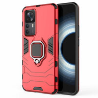 Xiaomi 12T, Hülle Schutzhülle Handyhülle Silikon Case 360° Drehbarer Ring Rot