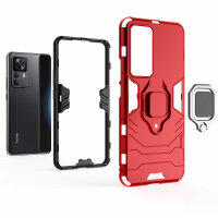 Xiaomi 12T, Hülle Schutzhülle Handyhülle Silikon Case 360° Drehbarer Ring Rot
