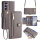 Handykette Samsung Hülle mit Band Handyhülle Kartenfächer PU Leder Umhängetasche Galaxy S24+ Grau