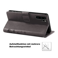 Huawei Handy Tasche Handyhülle Schutz Hülle Blumen Flip Cover Buch Case Etui Huawei P30 Pro Grau