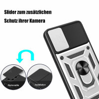 Outdoor Panzer Hülle Motorola Moto E13 Handyhülle mit Kameraschutz Ringhalter Silber