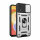 Outdoor Panzer Hülle Motorola Moto E13 Handyhülle mit Kameraschutz Ringhalter Silber