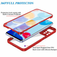 360°Grad Hülle Xiaomi Redmi Note 11 Pro Handyhülle mi Integriertem Displayschutz Rot