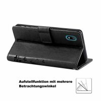 Huawei Handy Tasche Handyhülle Schutz Hülle Blumen Flip Cover Buch Case Etui Huawei Y5 2019 Schwarz