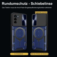 Outdoor Panzer Hülle für ZTE Handyhülle mit Slide Kameraschutz Ringhalter Bumper Blade A73 4G / V50 Smart Blau