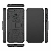 Handy Tasche Lenovo Motorola Panzer Hülle Hybrid Case Cover Schutzhülle Bumper Motorola Moto E6 Play Schwarz
