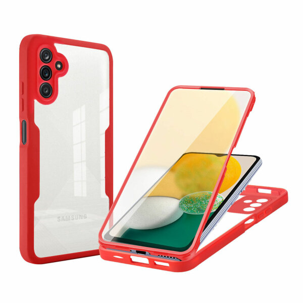 360° Grad Hülle für Samsung Galaxy A13 5G /A04/A04s Handyhülle mit Displayschutz Rot