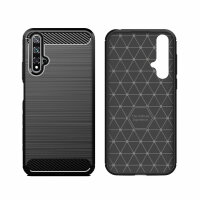 Huawei Nova 5T Carbon Hülle Schutzhülle TPU Bumper Outdoor Cover Handy Tasche