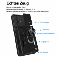 Outdoor Panzer Hülle Motorola Moto G73 5G Handyhülle mit Kameraschutz Ringhalter Schwarz