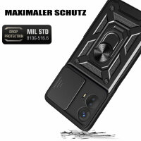 Outdoor Panzer Hülle Motorola Moto G73 5G Handyhülle mit Kameraschutz Ringhalter Schwarz