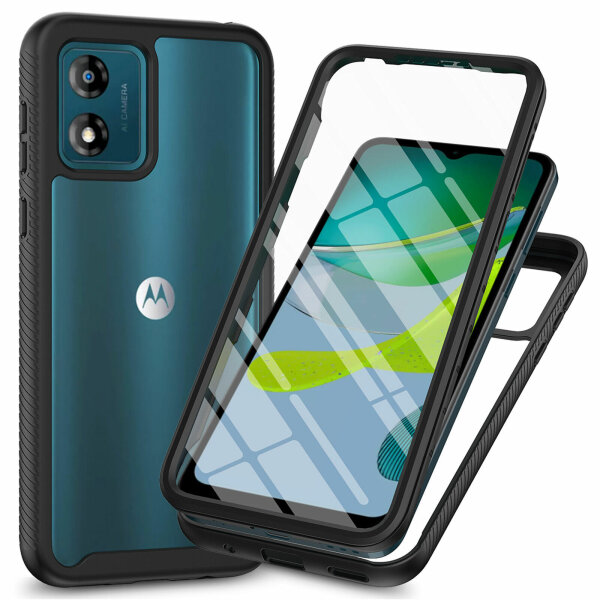Panzer Hülle Handy Tasche 360 Grad TPU vollschutz mit Integriertem Displayschutz Motorola Moto E13