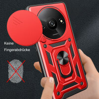 Outdoor Panzer Hülle Xiaomi Redmi A3 Handyhülle mit Kameraschutz Ringhalter Case Rot