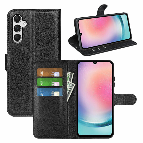 Handyhülle für Samsung Galaxy A25 5G – Klapphülle PU-Leder Schwarz