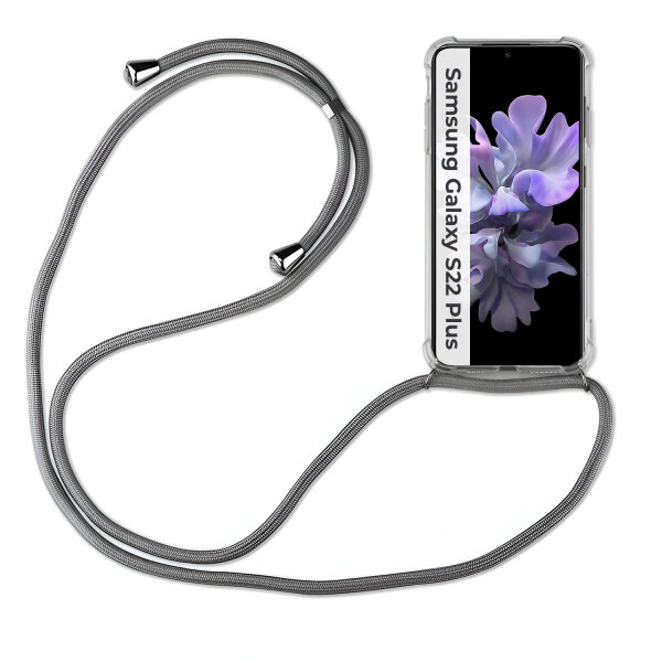 Handykette für Samsung S21 S22 S23 S24 FE Plus Ultra Handyhülle mit Band Hülle Galaxy S22+ Grau