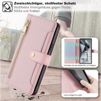 Handykette Samsung Hülle mit Band Handyhülle Kartenfächer PU Leder Umhängetasche Galaxy S24 Ultra Rosa