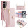 Handykette Samsung Hülle mit Band Handyhülle Kartenfächer PU Leder Umhängetasche Galaxy S24 Ultra Rosa
