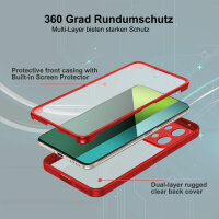 360° Grad Hülle Xiaomi Redmi Note 13 Pro 5G mit Integriertem Displayschutz Rot