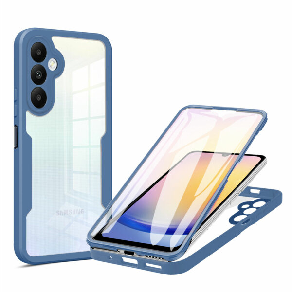 Handyhülle für Samsung Galaxy A25 – 360° Panzer Case mit Displayschutz Blau