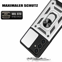 Outdoor Panzer Hülle für Samsung Galaxy A05s mit Kameraschutz Ringhalter Bumper  Silber