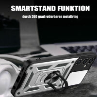 Outdoor Panzer Hülle für Samsung Galaxy A05s mit Kameraschutz Ringhalter Bumper  Silber