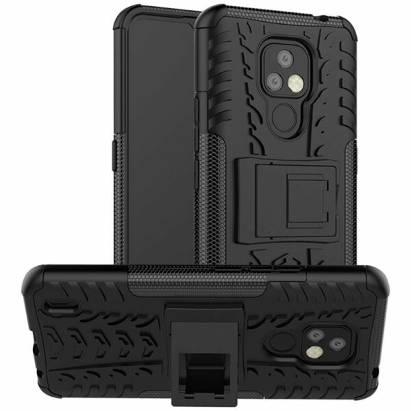 Handy Tasche Lenovo Motorola Panzer Hülle Hybrid Case Cover Schutzhülle Bumper Motorola Moto E7 Schwarz
