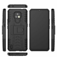 Handy Tasche Lenovo Motorola Panzer Hülle Hybrid Case Cover Schutzhülle Bumper Motorola Moto E7 Schwarz