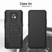 Handy Tasche Lenovo Motorola Panzer Hülle Hybrid Case Cover Schutzhülle Bumper Motorola Moto E7 Schwarz