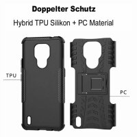 Handy Tasche Lenovo Motorola Panzer Hülle Hybrid Case Cover Schutzhülle Bumper Motorola Moto E7 Schwarz