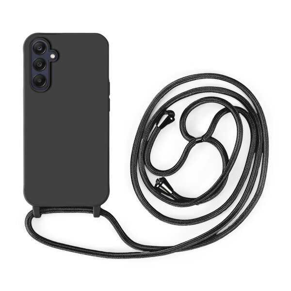 Handykette für Samsung Galaxy A25 – Handyhülle mit Band Kordel Schwarz