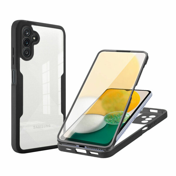 360° Grad Hülle für Samsung Galaxy A14 vollschutz mit Integriertem Displayschutz Schwarz