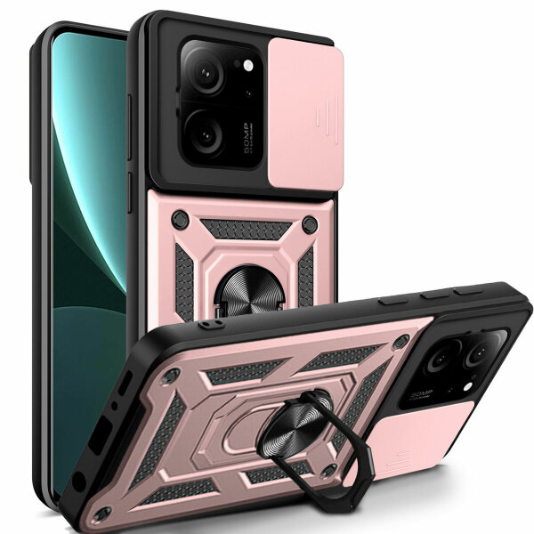 Outdoor Panzer Hülle Xiaomi 13T / 13T Pro Handyhülle Kameraschutz Ringhalter Rosegold