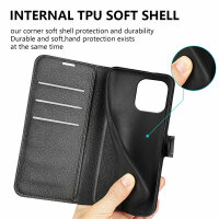 Handyhülle für Apple iPhone 15 Pro - Klapphülle PU-Leder Schwarz