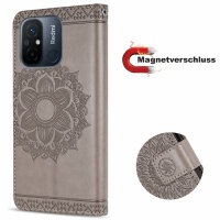 Hülle für Xiaomi Redmi 12C Handyhülle Handy Tasche Klapphülle Wallet Case Etui Grau
