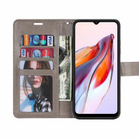 Hülle für Xiaomi Redmi 12C Handyhülle Handy Tasche Klapphülle Wallet Case Etui Grau