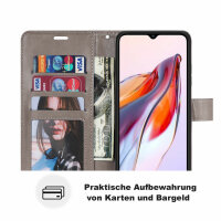 Hülle für Xiaomi Redmi 12C Handyhülle Handy Tasche Klapphülle Wallet Case Etui Grau