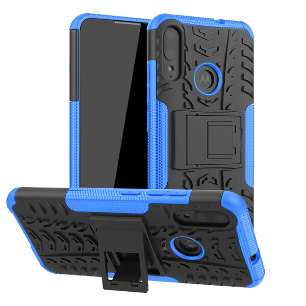 Handy Tasche Lenovo Motorola Panzer Hülle Hybrid Case Cover Schutzhülle Bumper Motorola Moto E6 Plus Blau