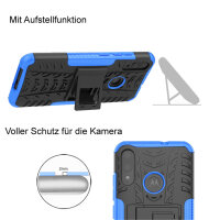 Handy Tasche Lenovo Motorola Panzer Hülle Hybrid Case Cover Schutzhülle Bumper Motorola Moto E6 Plus Blau