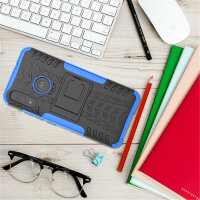 Handy Tasche Lenovo Motorola Panzer Hülle Hybrid Case Cover Schutzhülle Bumper Motorola Moto E6 Plus Blau